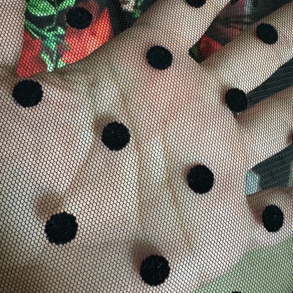 SD Collection Black Dress with Red and Green Floral Design - Picture 2 of 6